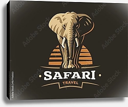Постер Африканский логотип сафари со слоном