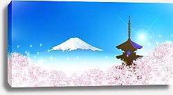 Постер Волшебное цветение сакуры у горы Фудзи