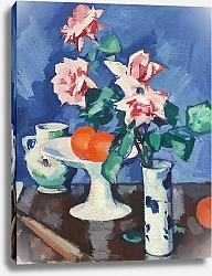 Постер Пеплой Самуэль Розы в бело-голубой вазе
