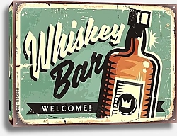Постер Добро пожаловать в виски бар, ретро плакат