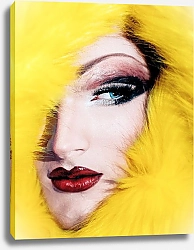 Постер Лицо девушки в окружении желтого меха