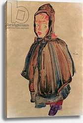 Постер Шиле Эгон (Egon Schiele) Girl with hood, 1910