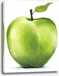 Постер Зеленое нарисованные яблоко