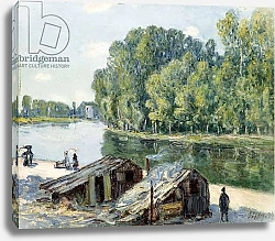 Постер Сислей Альфред (Alfred Sisley) Huts along the Canal du Loing, effect of sunlight, 1896