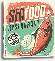 Постер Ретро-плакат для ресторана морепродуктов