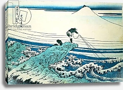 Постер Хокусай Кацушика 'A Fisherman Standing on a Rocky Promontory at Kajikazawa in Kai Province', from the series '36 Views of Mt.Fuji', pub. c.1830-31,