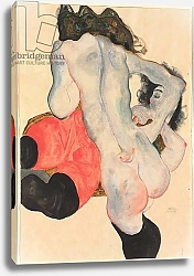 Постер Шиле Эгон (Egon Schiele) Woman with Red Pants and Standing Female Nude; Liegende Frau mit roter Hose und stehender weiblicher Akt, 1912