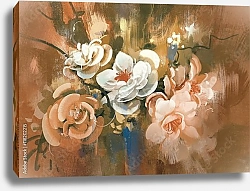 Постер Букет нежных белых и розовых цветов в вазе