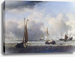 Постер Вельде Вильям Голландские корабли и малые лодки у берега