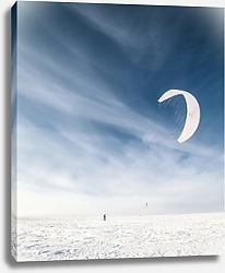 Постер Кайтбордист на белом снегу