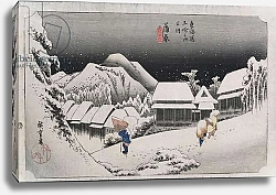 Постер Утагава Хирошиге (яп) Night Snow, Kambara, illustration from the series 'Fifty-three Stations on the Tokaido', c.1834-35