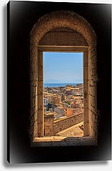 Постер Вид на средиземный городок из арки