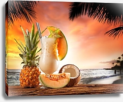 Постер Фруктовый напиток на пляже