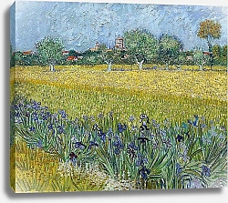 Постер Ван Гог Винсент (Vincent Van Gogh) Вид на Арли с ирисами на переднем плане