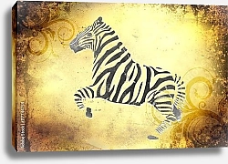 Постер Скачущая зебра на гранж текстуре