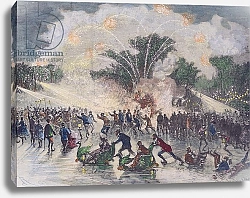 Постер Риоу Эдуард Ice-skating party at the Bois de Boulogne, Paris, engraved by Charles Maurand