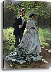 Постер Моне Клод (Claude Monet) The Promenaders, or Claude Monet Bazille and Camille, 1865