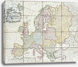 Постер Школа: Английская 18в. Wallis's New Map of Europe Divided into its Empires Kingdoms &c, 1789