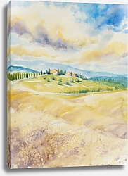 Постер Сельский пейзаж с тосканскими холмами в Италии