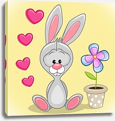 Постер Зайчик с сердечками и цветком