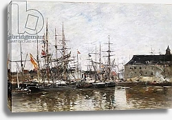 Постер Буден Эжен (Eugene Boudin) Three-Masters in Dock, Antwerp, 1871