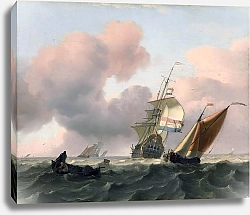 Постер Turbulent sea with ships