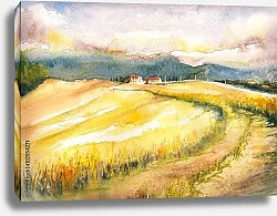 Постер Сельский пейзаж с тосканских холмов в Италии.