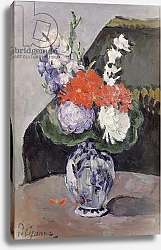 Постер Сезанн Поль (Paul Cezanne) Flowers in a Small Delft Vase, c.1873
