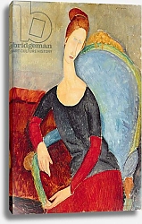 Постер Модильяни Амедео (Amedeo Modigliani) Mme Hebuterne in a Blue Chair, 1918