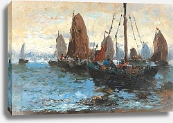 Постер Кауфман Адольф Seascape with Many Sailing Boats