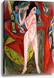 Постер Кирхнер Людвиг Эрнст Nude Woman Combing Her Hair, 1913