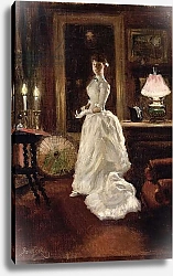 Постер Фишер Поль Interior scene with a lady in a white evening dress