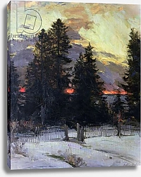 Постер Архипов Абрам Sunset over a Winter Landscape, c.1902