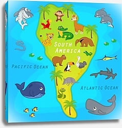 Постер Детская карта Южной Америки