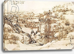 Постер Леонардо да Винчи (Leonardo da Vinci) Arno Landscape, 5th August, 1473