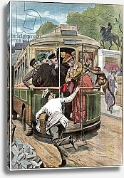 Постер Singe dans un bus a Paris. Monkey on a bus in Paris.