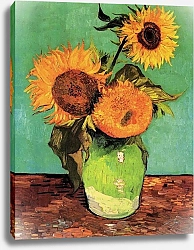 Постер Ван Гог Винсент (Vincent Van Gogh) Три подсолнуха в вазе, 1888 Первый вариант