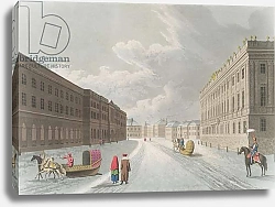 Постер Морнай (19в) View of the Marble Palace in the Grand Millione, St. Petersburg, illustration for February from 'A Year in St. Petersburg' etched by John H. Clark, coloured by M. Dubourg, pub. 1815 in London by Edward Orme