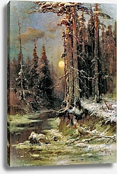 Постер Клевер Юлий Закат солнца зимой. 1897