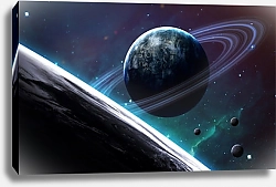 Постер Газовая планета-гигант и спутники