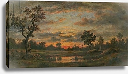 Постер Руссо Теодор Landscape at sunset