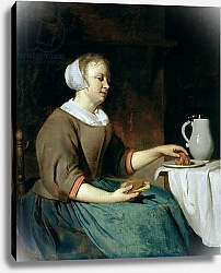 Постер Метсю Габриэль Portrait of a Girl Seated at a Table