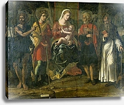 Постер Школа: Итальянская 16в. Madonna and Child with John the Baptist, Anthony and other saints, 1534