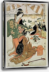 Постер Утамаро Китагава P.348-1945 Scene 1, Comparison of celebrated beauties and the loyal league, c.1797