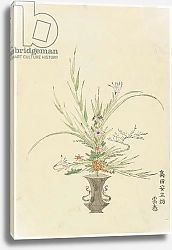 Постер Школа: Японская 19в. Flower Arrangement by Takada Anritsubō; Lilies and Bellflowers