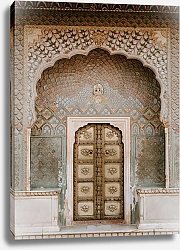 Постер Богато украшенный дверной проем, индийская архитектура, Джайпур