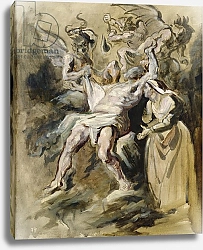 Постер Делакруа Эжен (Eugene Delacroix) Job Tormented by the Demons