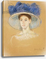 Постер Кассат Мэри (Cassatt Mary) Head of a Woman with a Large Hat, c.1909