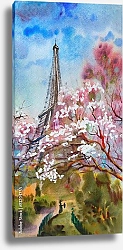Постер Цветущее дерево в Париже