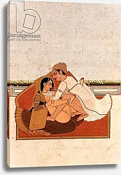 Постер Школа: Индийская 18в Lovers on a terrace with white flowers, Murshidabad, c.1775,